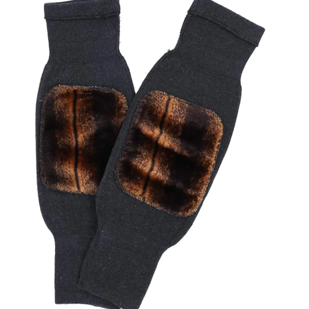 1 paire de genouillères chaudes pour adultes, épaisses pour un hiver chaud, manchons de genou avec bretelles pour hommes et femm