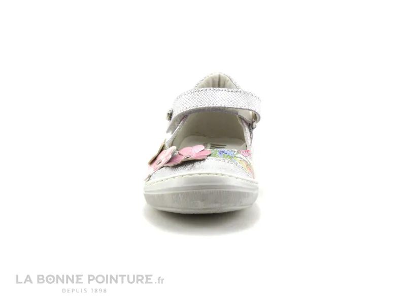 Achat chaussures MKids Enfant Ballerine, vente MKids METRI Argent Rose Fleurs - Ballerine velcro