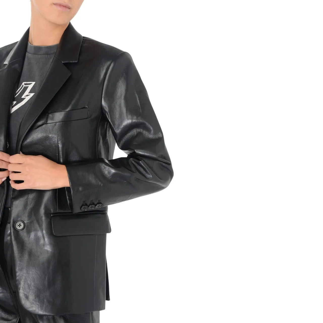 Anine Bing Blazer Classic en cuir noir
