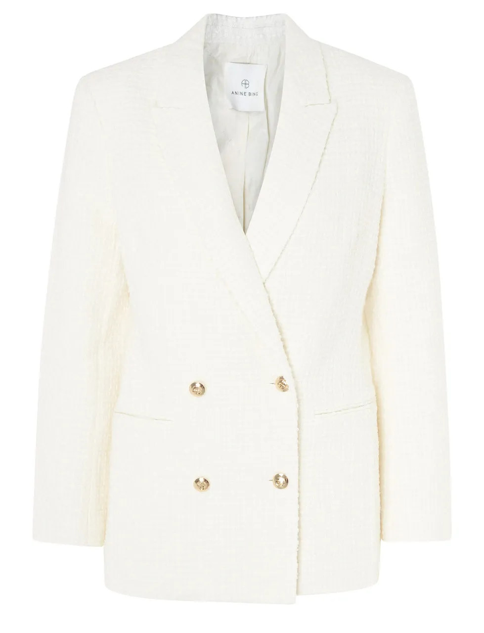 Anine Bing Blazer à double boutonnage blanc avec boutons dorés