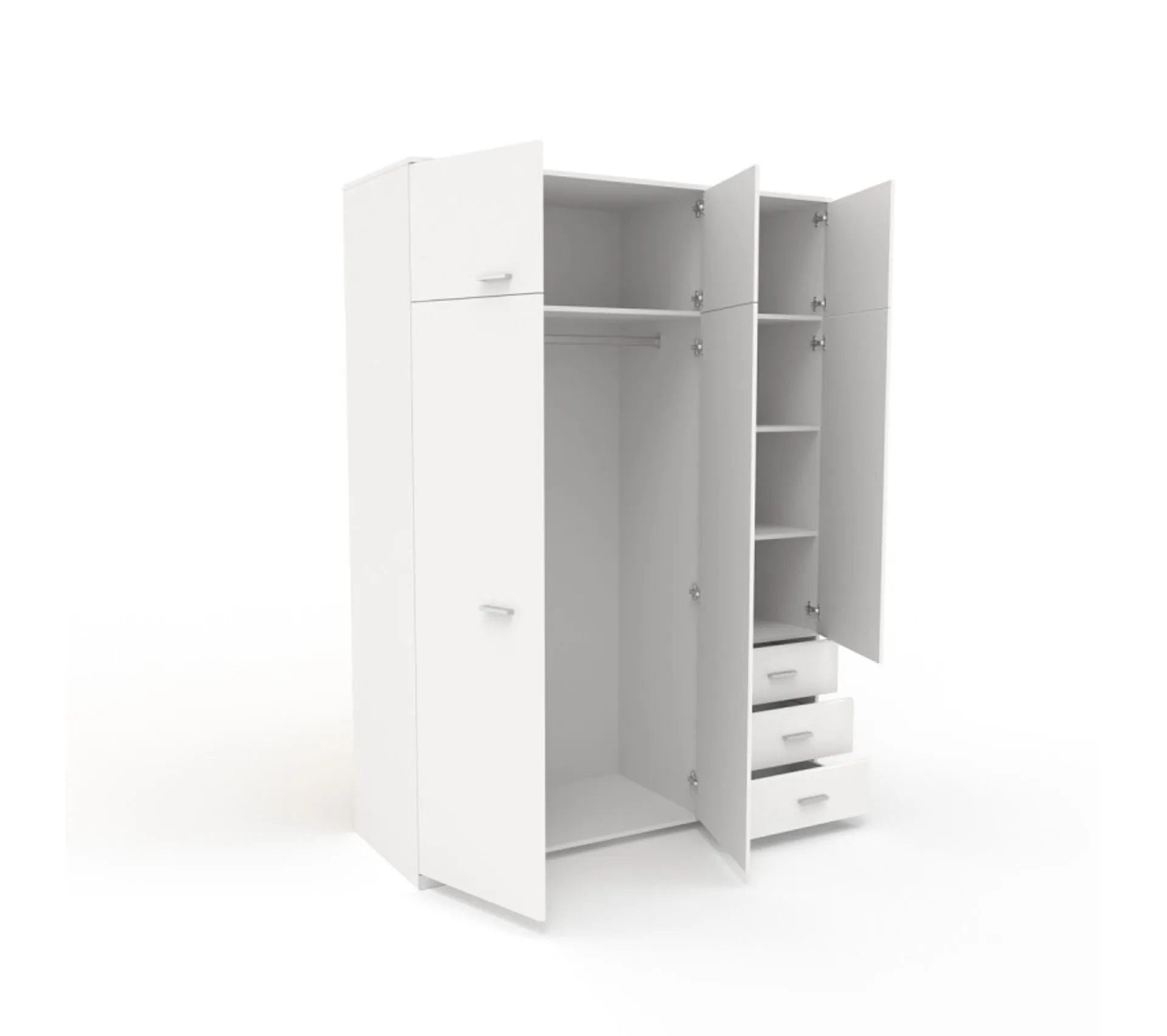 Armoire 6 Portes et 3 Tiroirs "max" 146cm Blanc