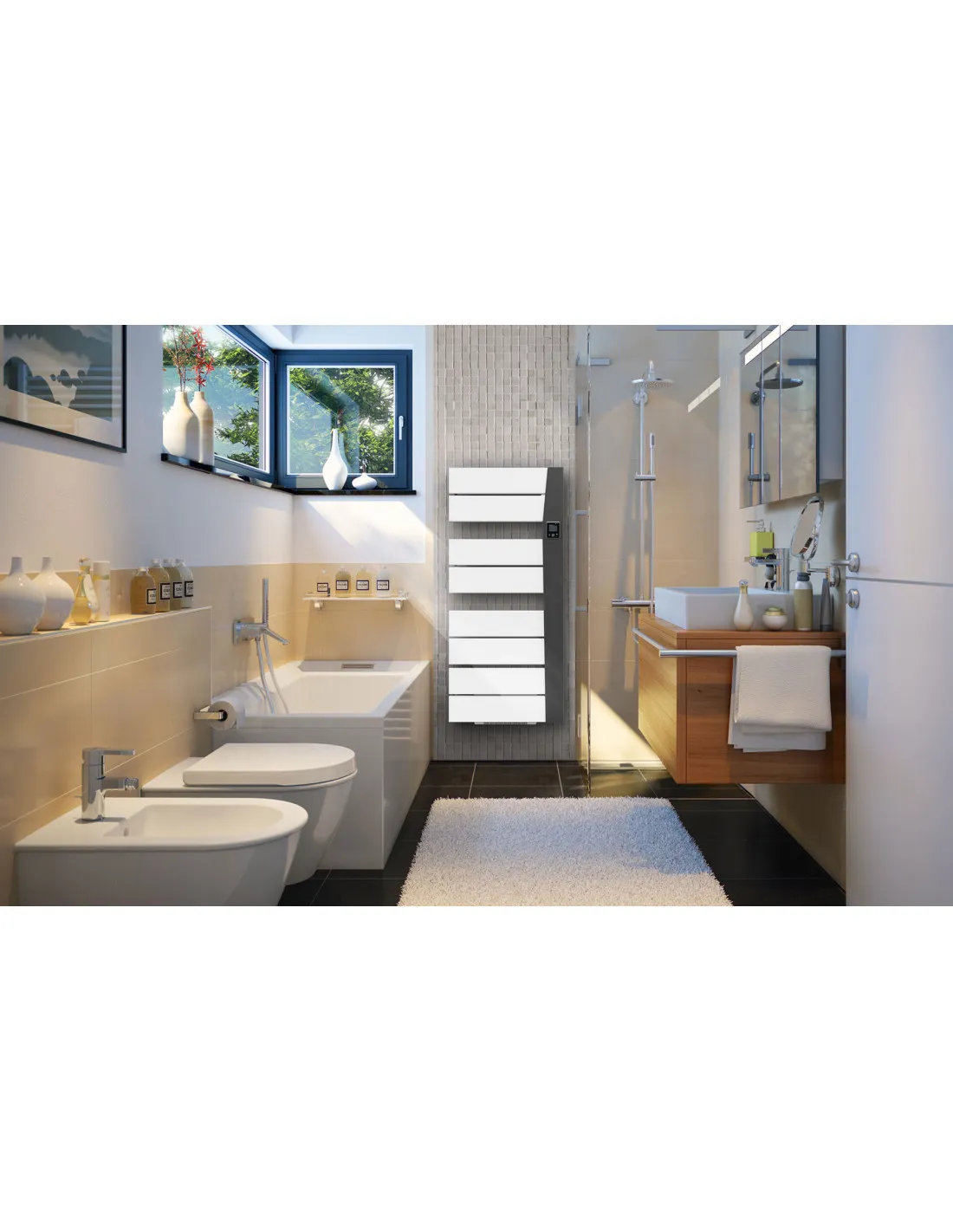 Balica sèche-serviettes statique 650W blanc et anthracite MULLER INTUITIV M109222