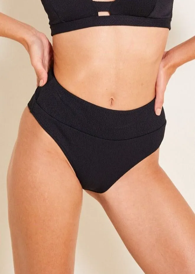 Bas de maillot taille haute en matière recyclée | noir "jane noir" femme
