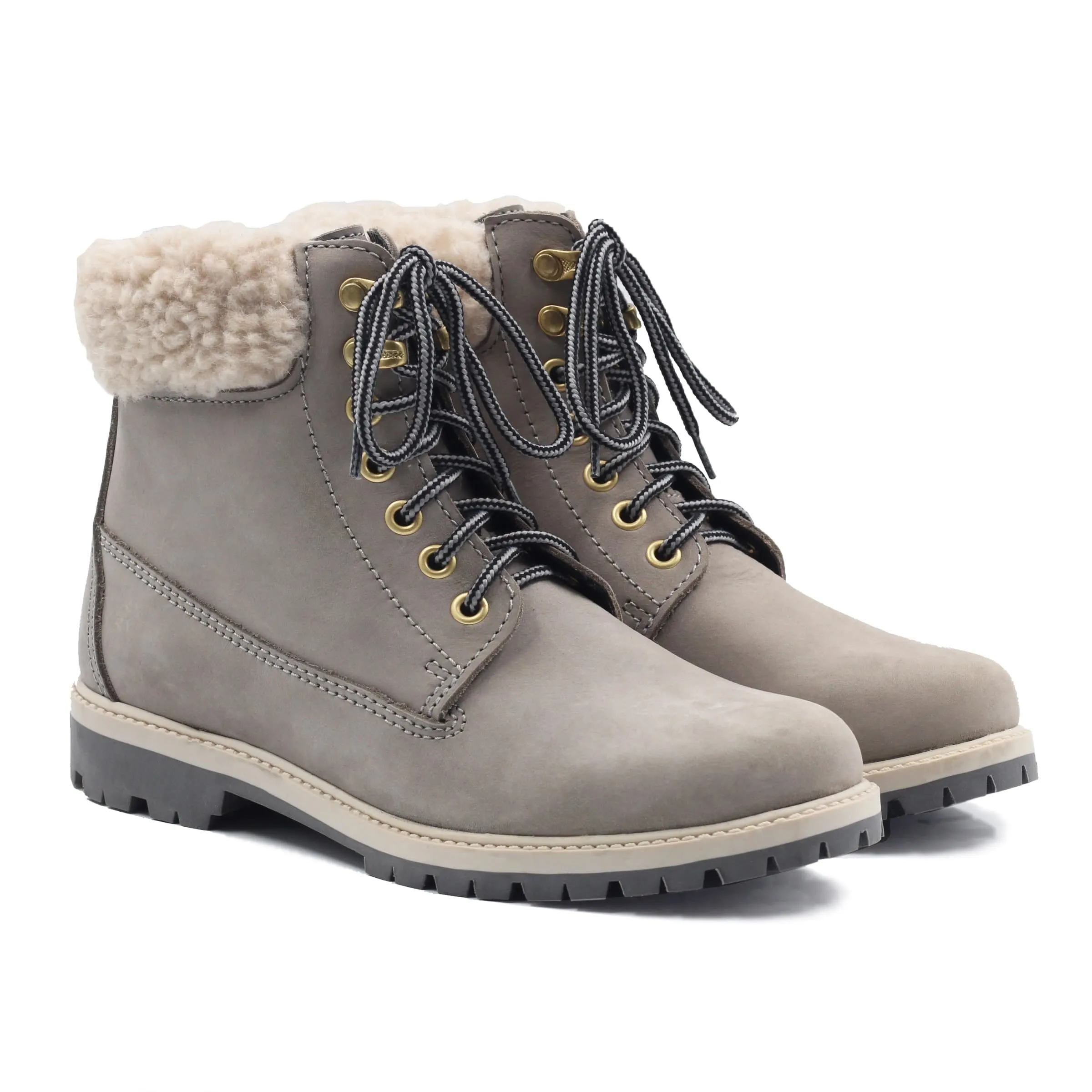 Bottillons crampons cuir nubuck gris