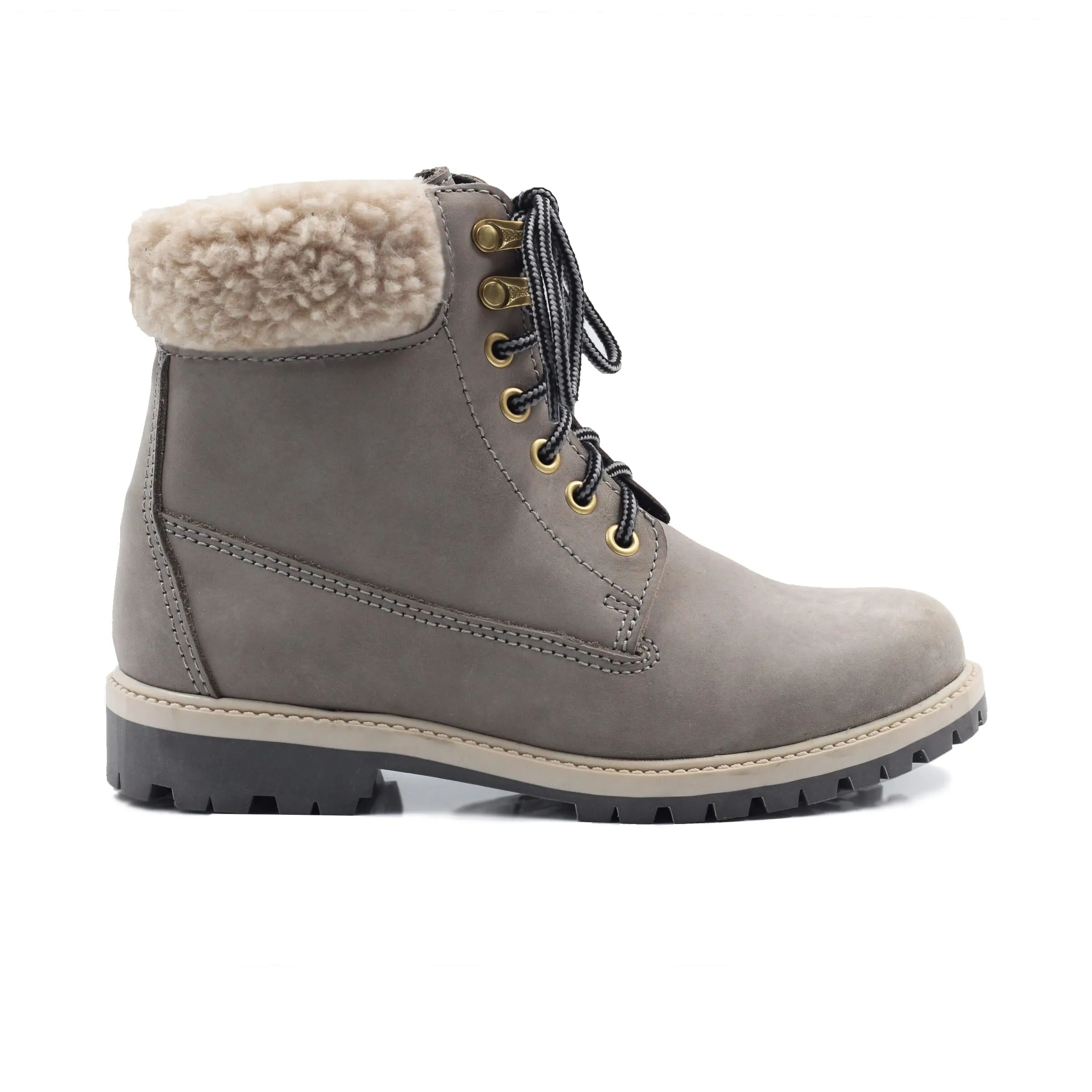 Bottillons crampons cuir nubuck gris