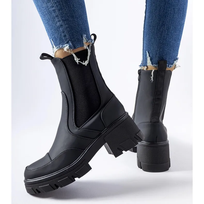 Bottines noires à semelle massive Mafalda le noir