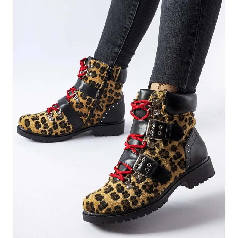 Bottines à imprimé léopard noir et beige Baltimore
