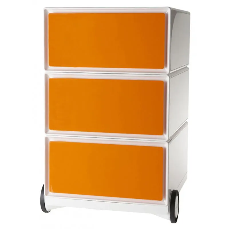 Caisson de rangement Box avec 3 tiroirs - Blanc et Orange