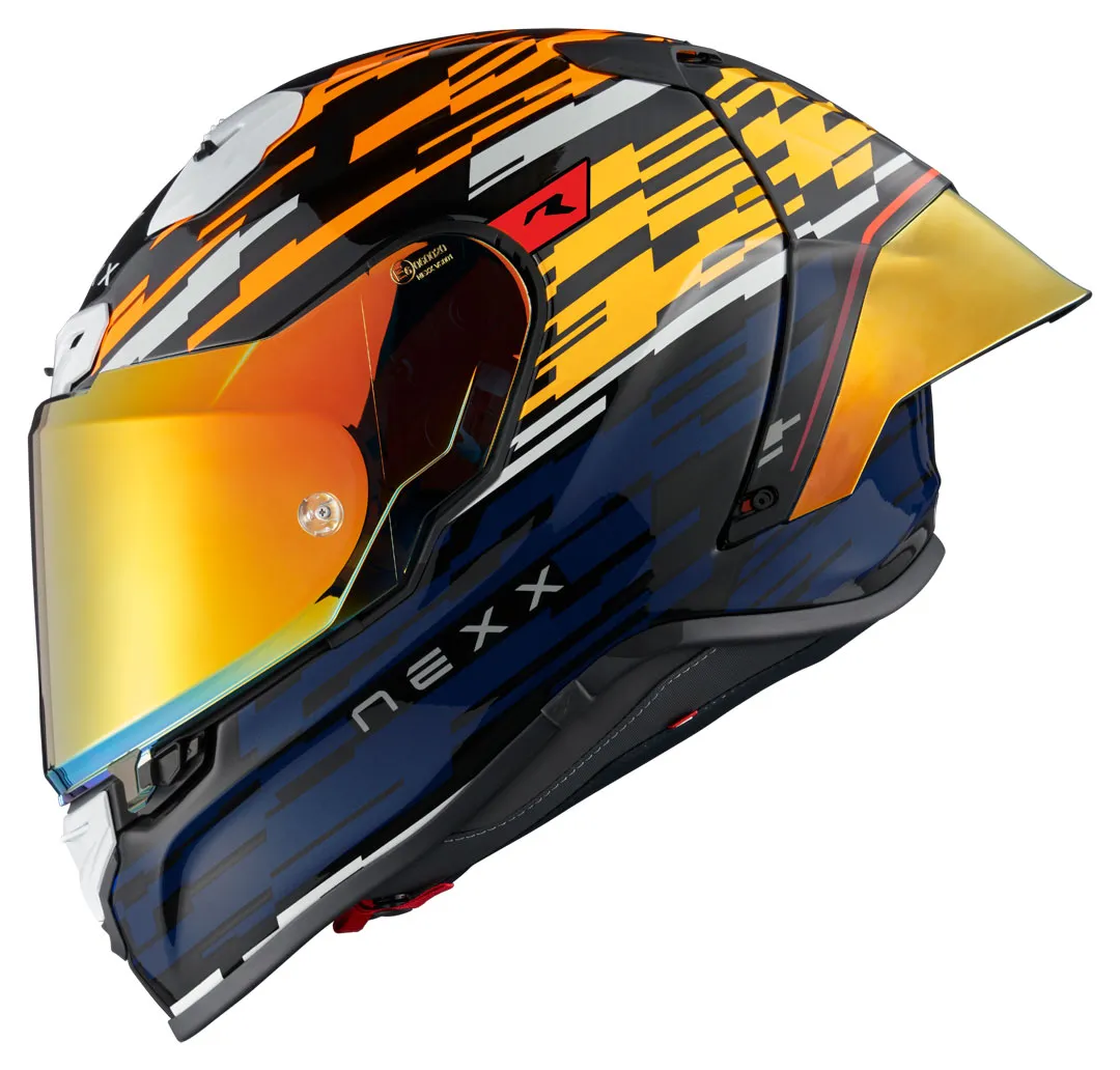 Casque Nexx X.R3R Glitch Racer orange bleu, intégral sportive