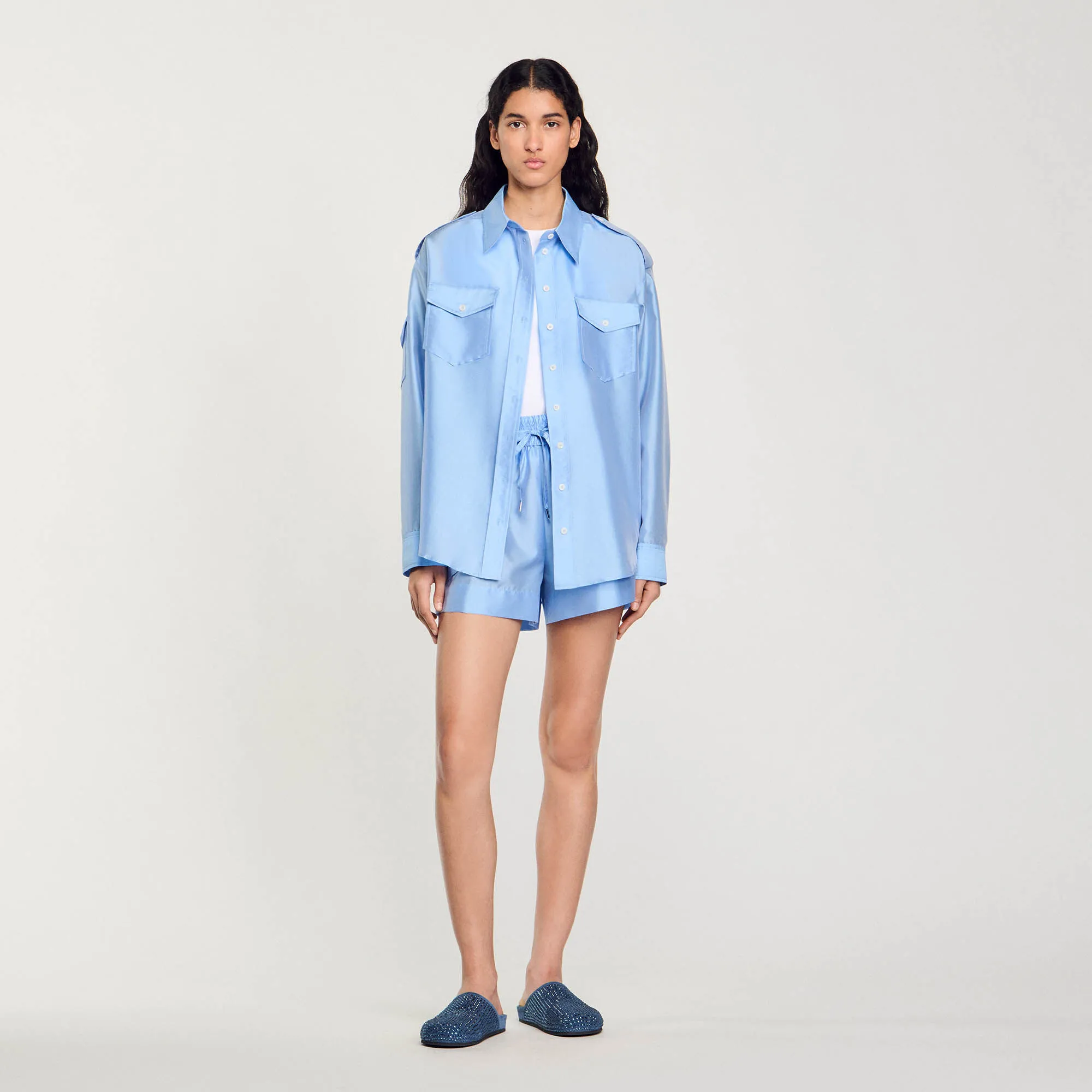 Chemise large satinée