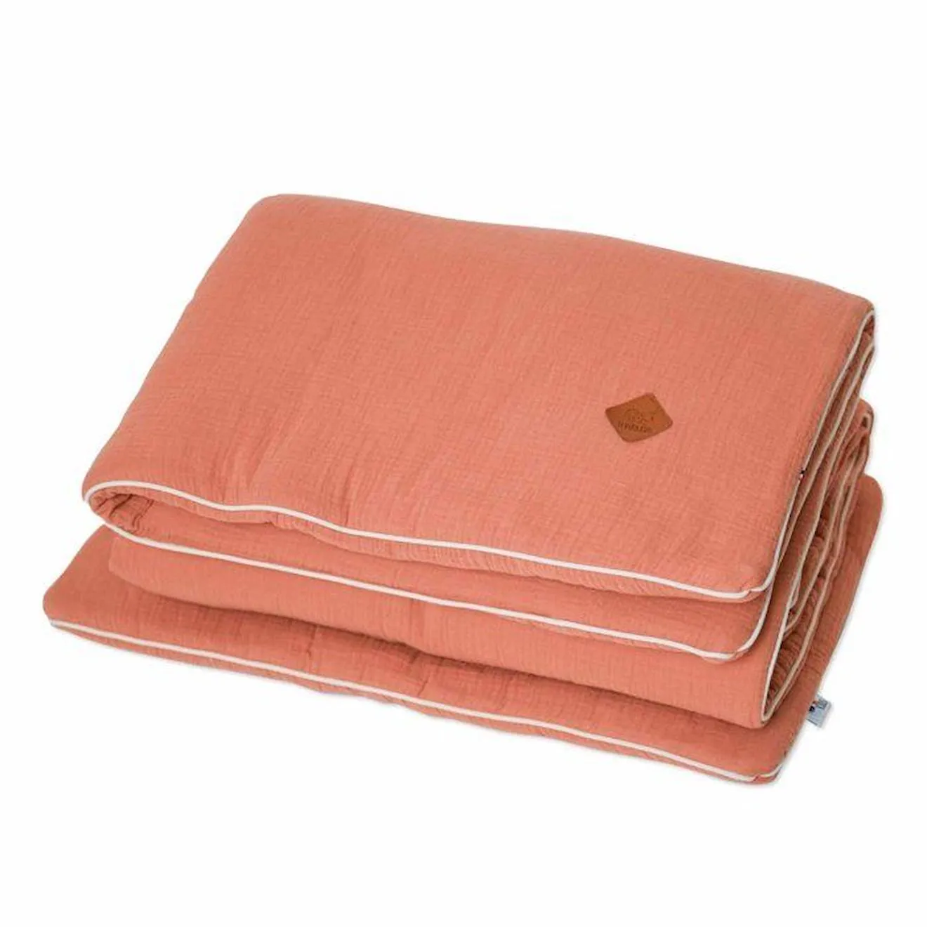 Couette en gaze de coton - SEVIRA KIDS - Jeanne - Terracotta - Bébé - 140 x 100 cm - Oreiller : 60 x 40 cm orange - Sevira Kids