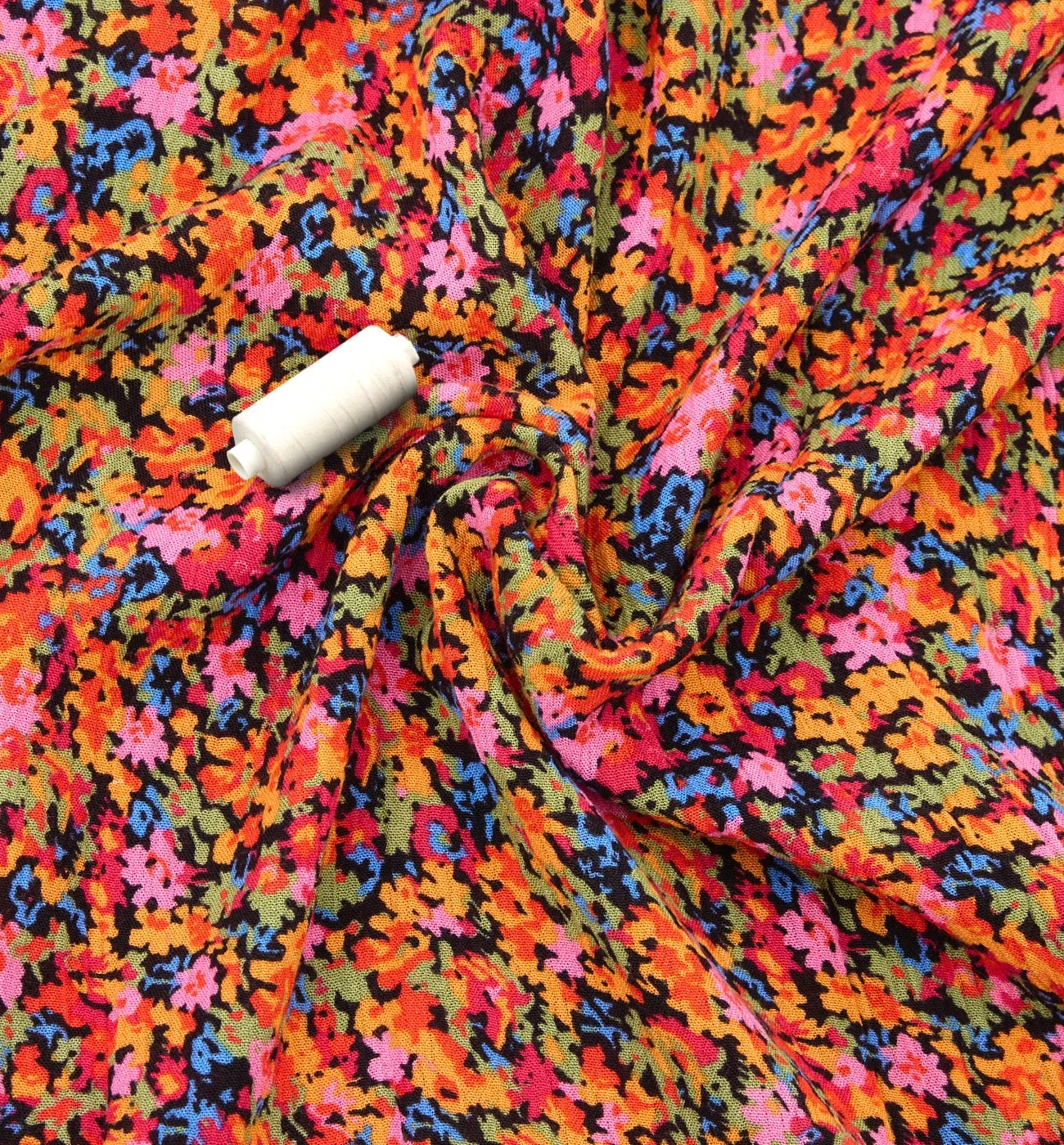 Coupon de 2 m viscose crinkle - Imprimé orange