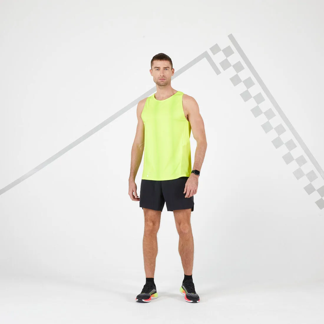 Débardeur de running Homme - KIPRUN Run Light Jaune acide