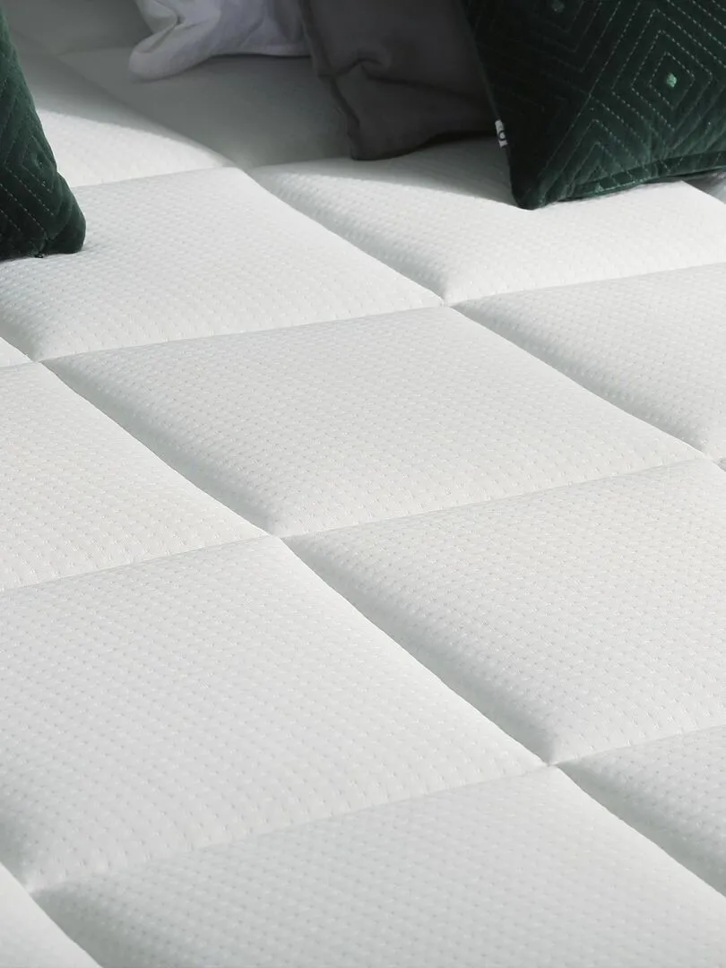 Ensemble matelas Ressort 7 zones + sommier + oreiller + couette FABRICATION FRANCAISE - Blanc