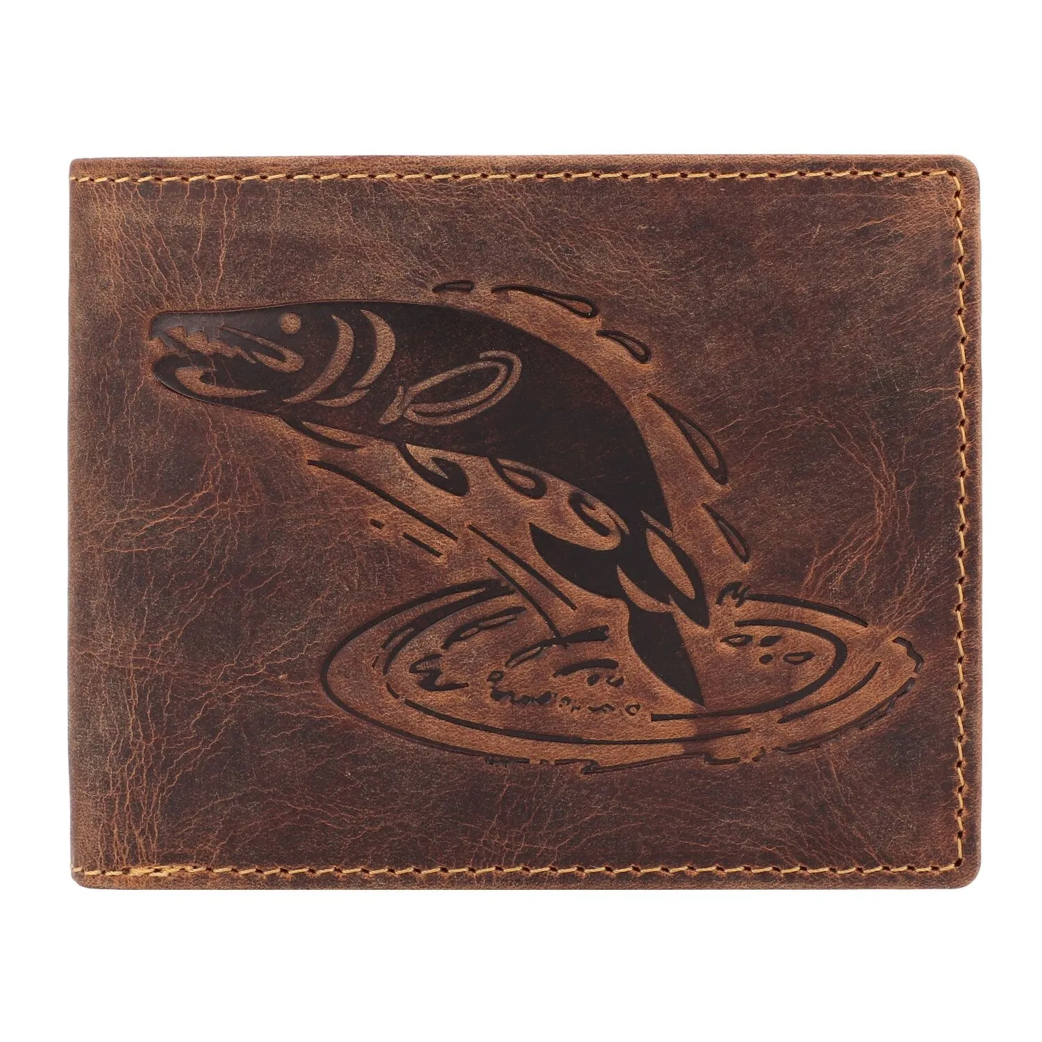 Greenburry Porte-monnaie vintage en cuir gaufré poisson 12 cm