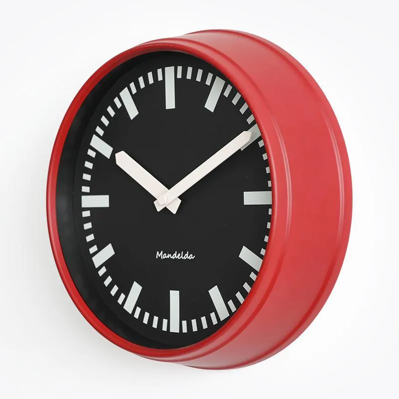 Horloge Murale Vintage Gare Rouge et Noire