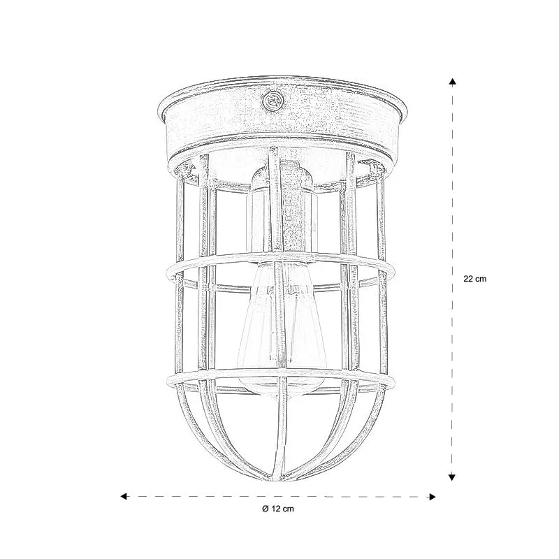 Industriële plafondlamp Nova, Vintage zwart