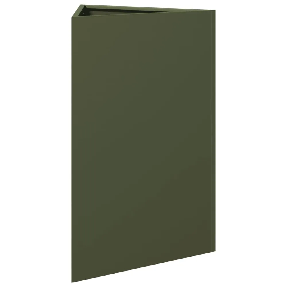 Jardinière vert olive triangulaire 50x43x75 cm acier