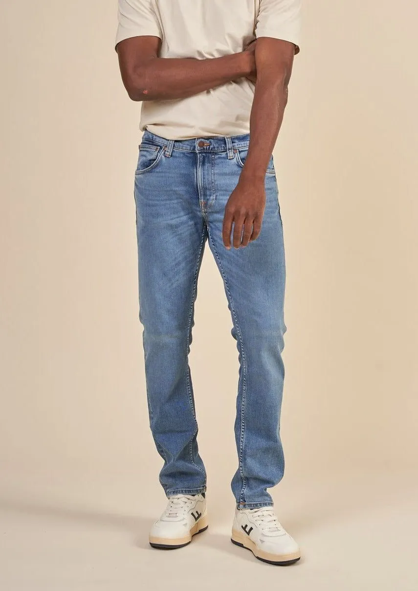 Jean slim en coton bio | bleu clair "lean dean lost orange" homme