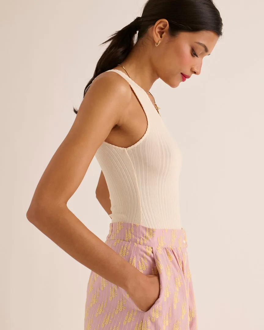 Jupe Sally broderie rose et jaune