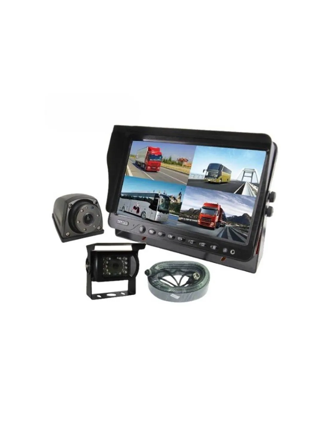 Kit caméra 7" avec 2 caméras AHD | Reconnaissance des véhicules et des personnes, DVR et vision nocturne intégrés - Certifi