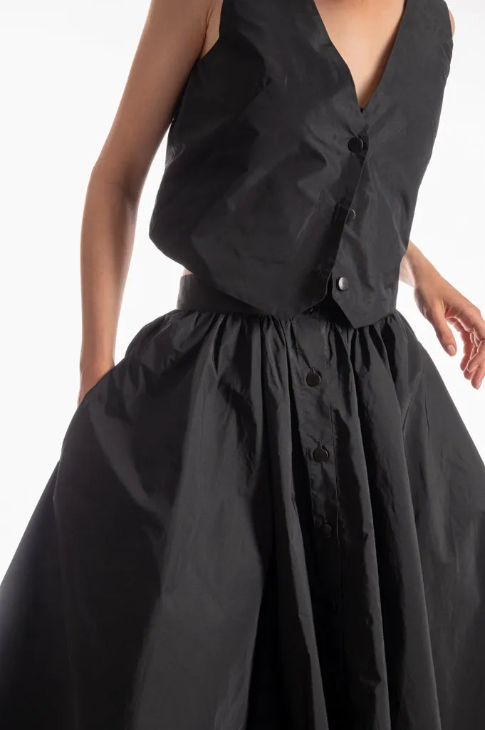 Le top Taffy taffetas recyclé Noir Black Coffee