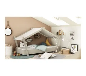 Lit Cabane Enfant Moderne Gris Clair Mallaury 90 X 200 Cm