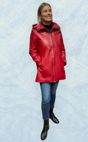 Manteau en cuir avec capuchon