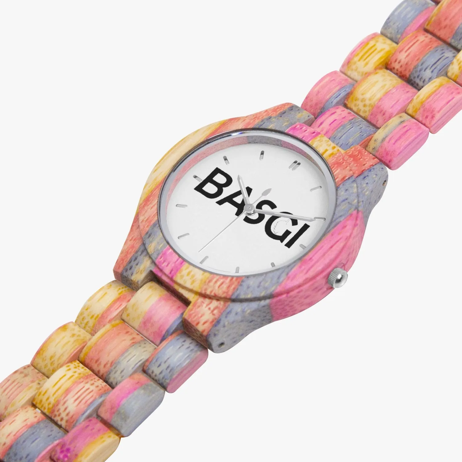 Montre en Bois Camouflage - Gris & Rose Basgi