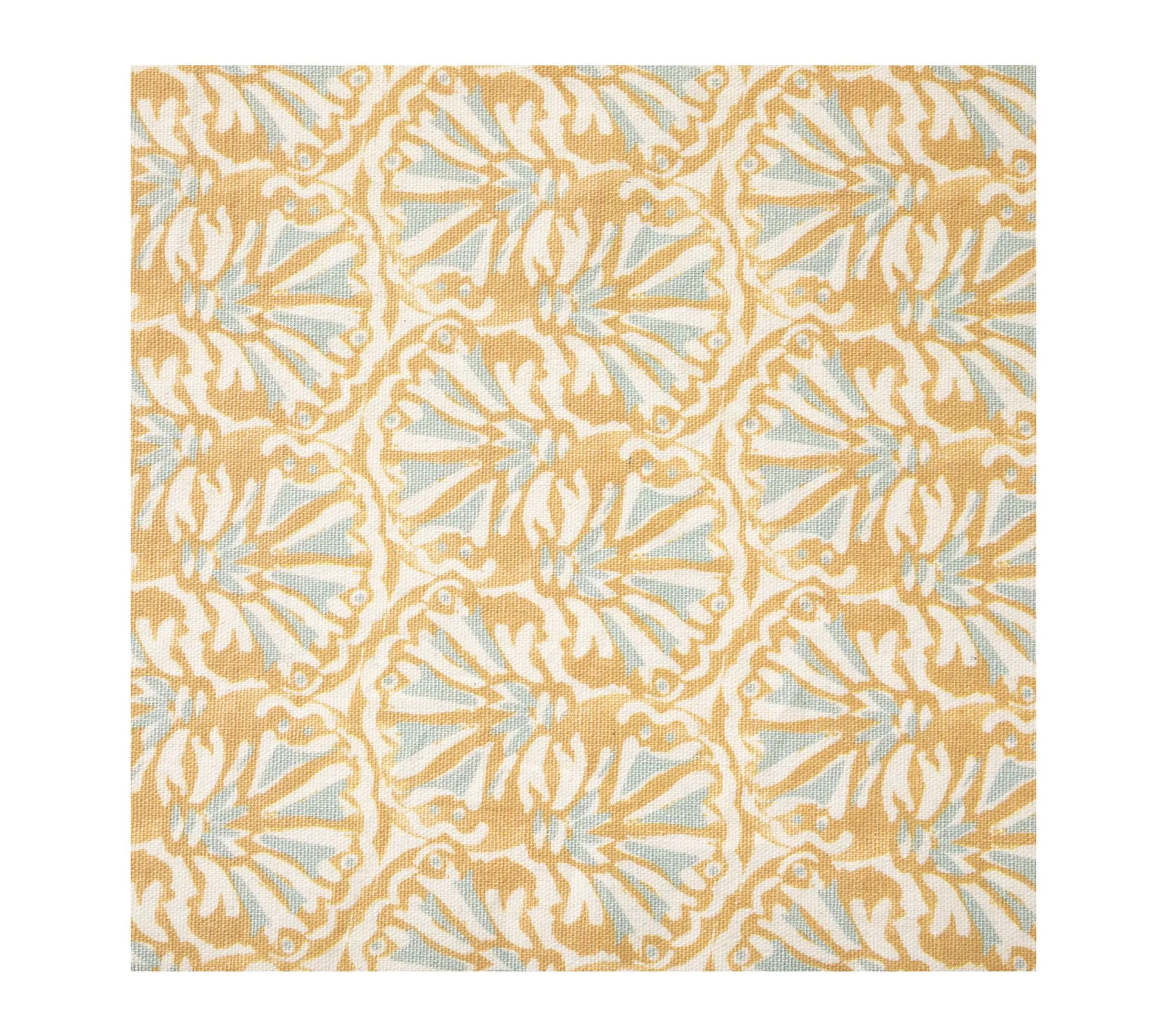 Nappe En Polycoton Ocre Blanc Et Vert Céladon 150 X 250 Cm