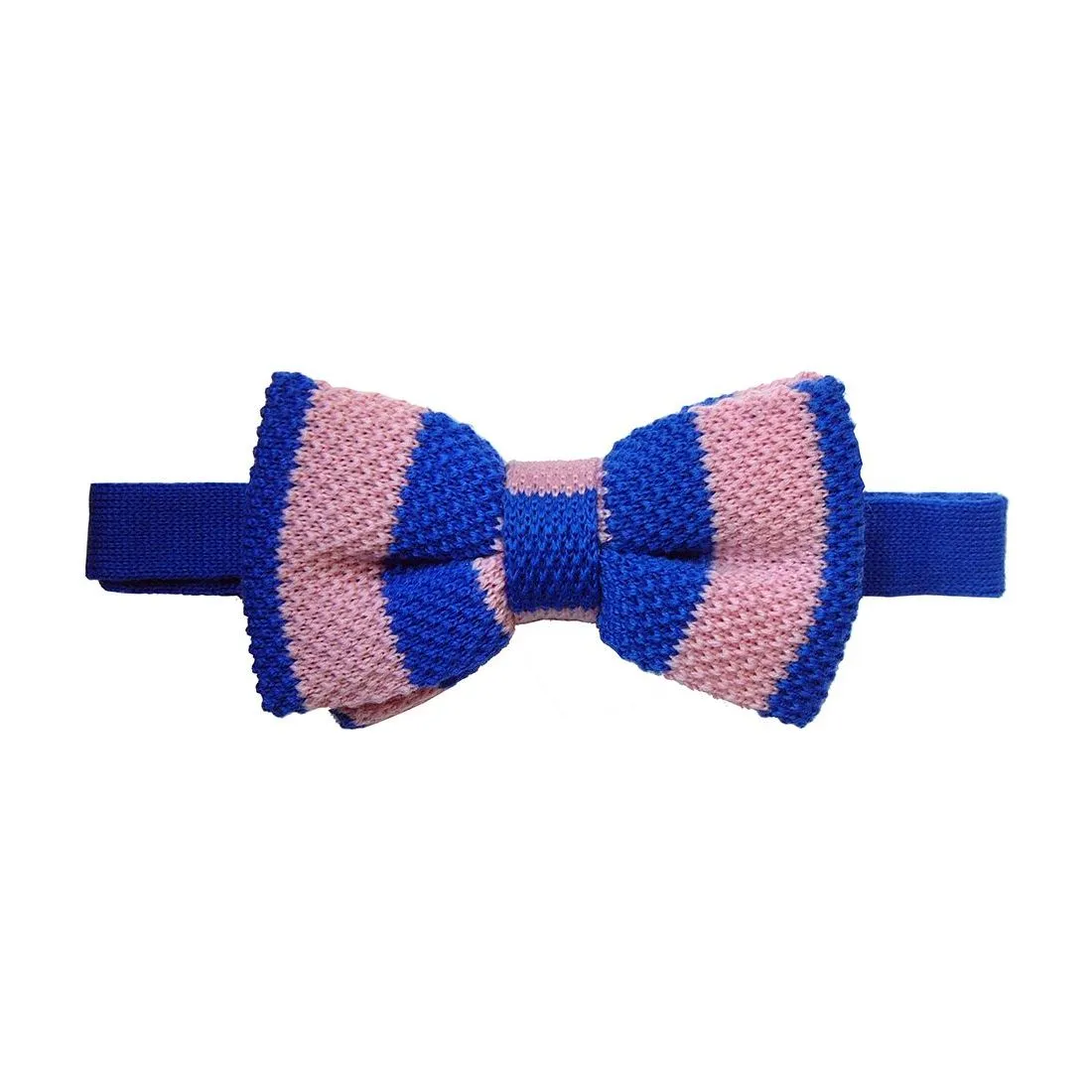 Noeud papillon tricot, laine, club Bleu et Rose