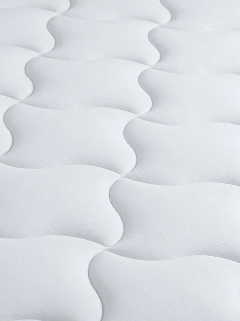 Pack Ensemble Matelas Ressorts + Mémoire de forme + sommier + couette + oreillers, Sommier Gris - Blanc