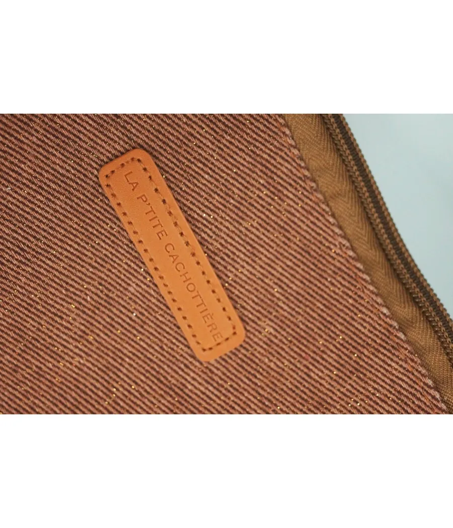 POCHETTE XL STYLE NATUREL GROS COTON CAMEL ET FIL LUREX