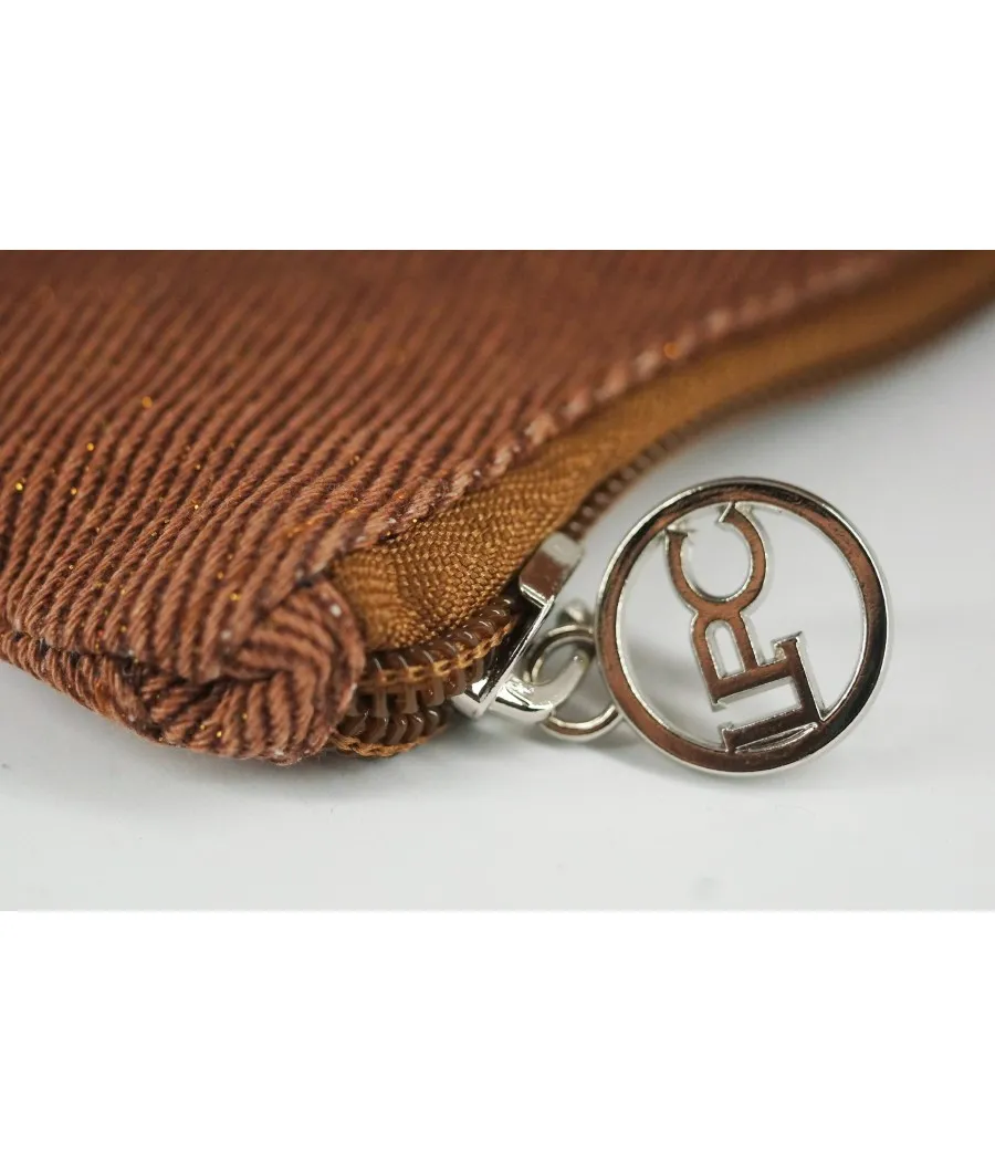 POCHETTE XL STYLE NATUREL GROS COTON CAMEL ET FIL LUREX