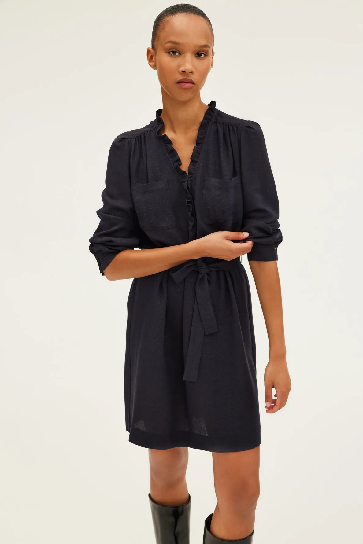 Robe courte à lurex et volants - SONIA