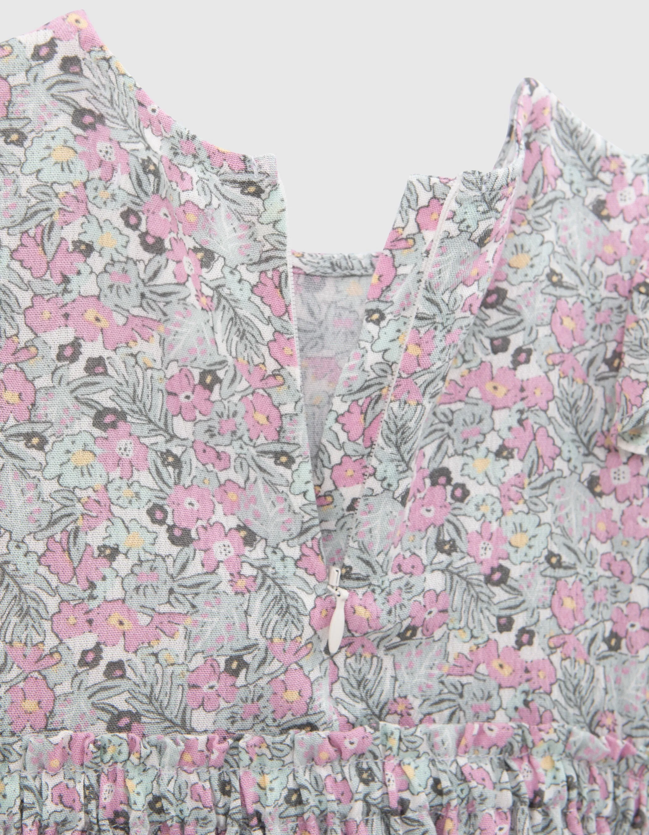Robe kaki LENZING™ ECOVERO™ petites fleurs bébé fille