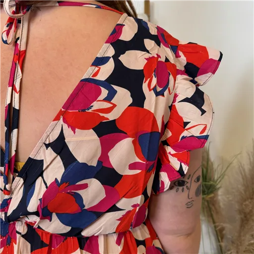 Robe Longue ZOne Fleur Multicolore - Bleu Clair