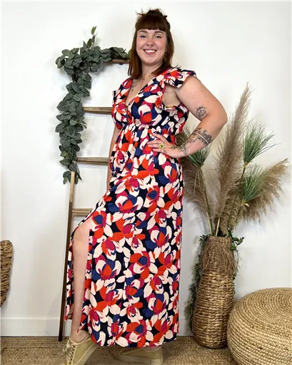 Robe Longue ZOne Fleur Multicolore - Bleu Clair