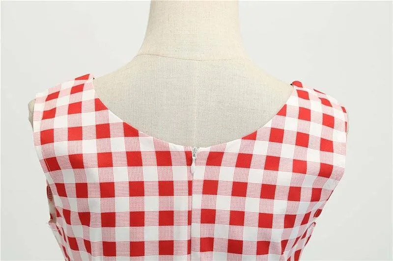 Robe Pin-Up  Vichy Blanche & Rouge  pour Guinguette