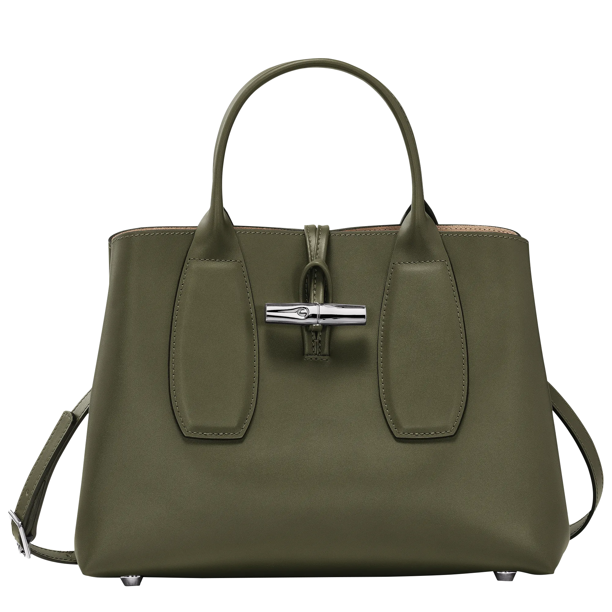 Sac à main M Le Roseau Cuir - Kaki