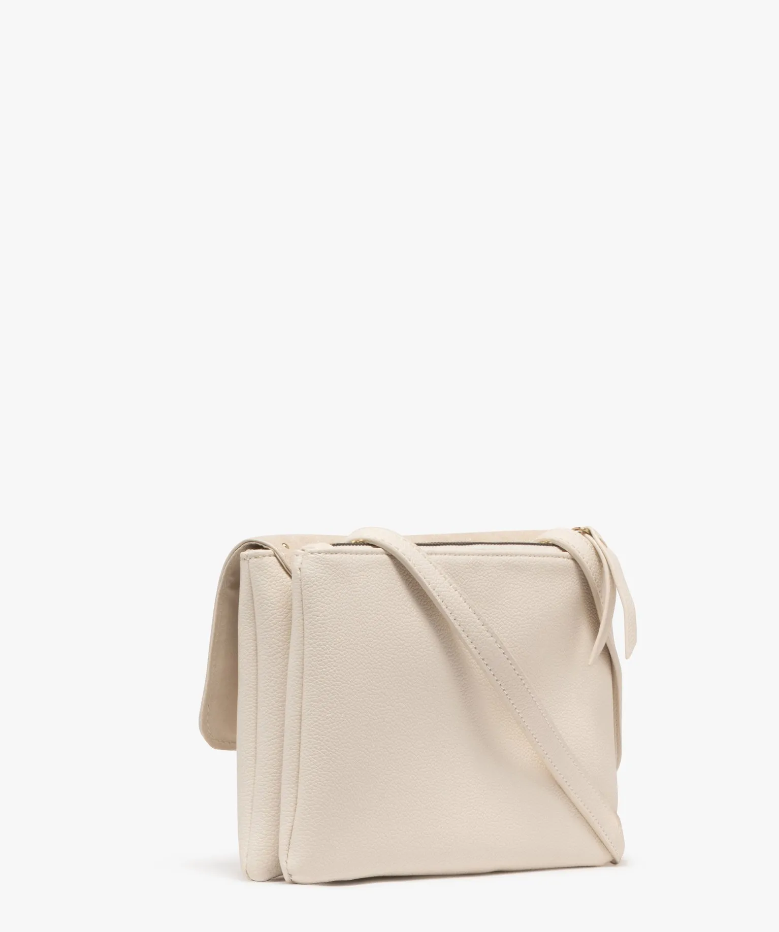Sac de soirée avec rabat pailleté porté croisé femme beige