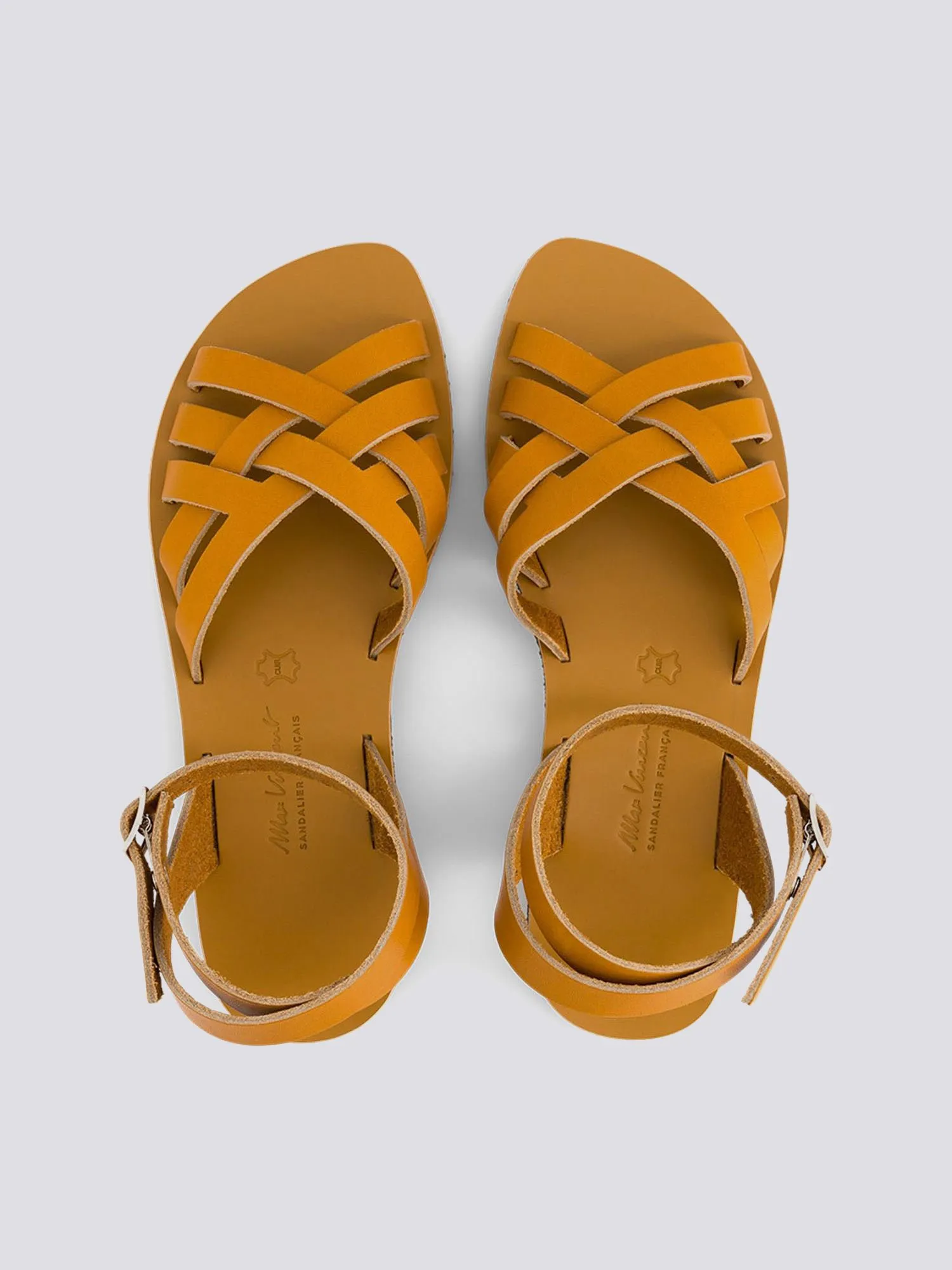 Sandales brides croisees murcia cuir tannage vegetal naturel femme - Max Vincent - Marques de France