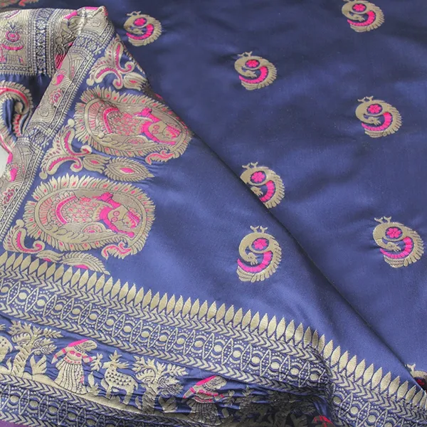 Saree Indien Bleu/Rose | Vente En Ligne | Pankaj e-Boutique Indienne