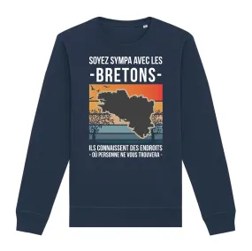 Soyez sympa avec les bretons - Sweatshirt cadeau humour - Coton bio - imprimé fr