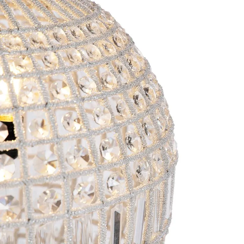 Suspension Art Déco cristal 50 cm argent - KASBAH
