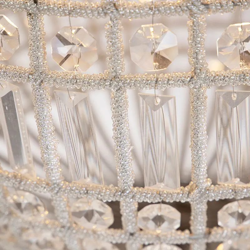 Suspension Art Déco cristal 50 cm argent - KASBAH