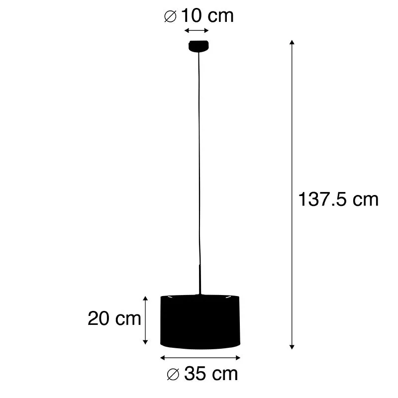 Suspension moderne noire avec abat-jour marron 35 cm - Combi