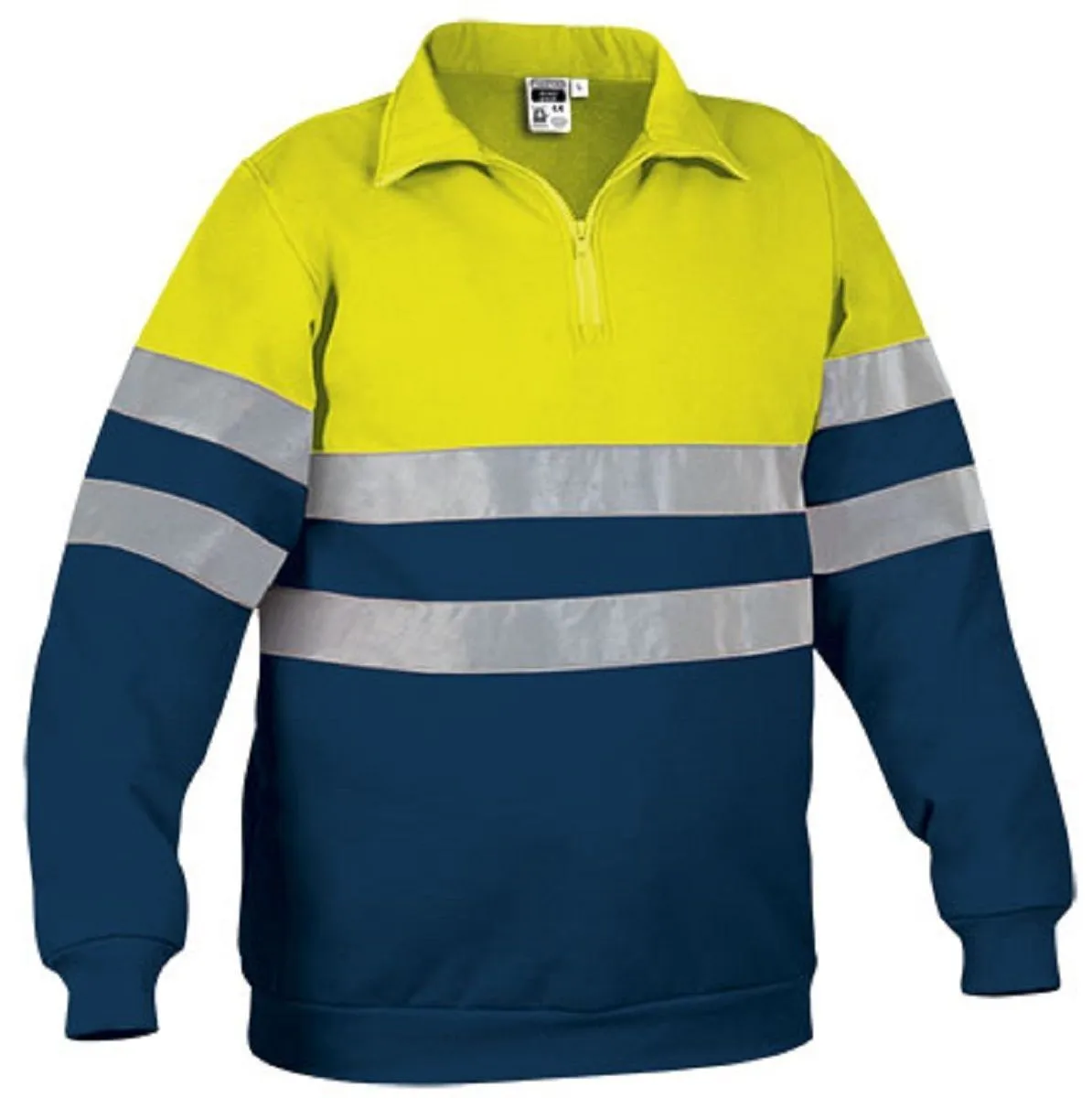 Sweat de travail - Homme - REF ROAD - jaune fluo et bleu marine 