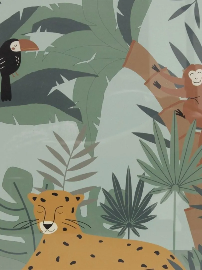 Tableau imprimé Jungle 40x50 cm - Blanc