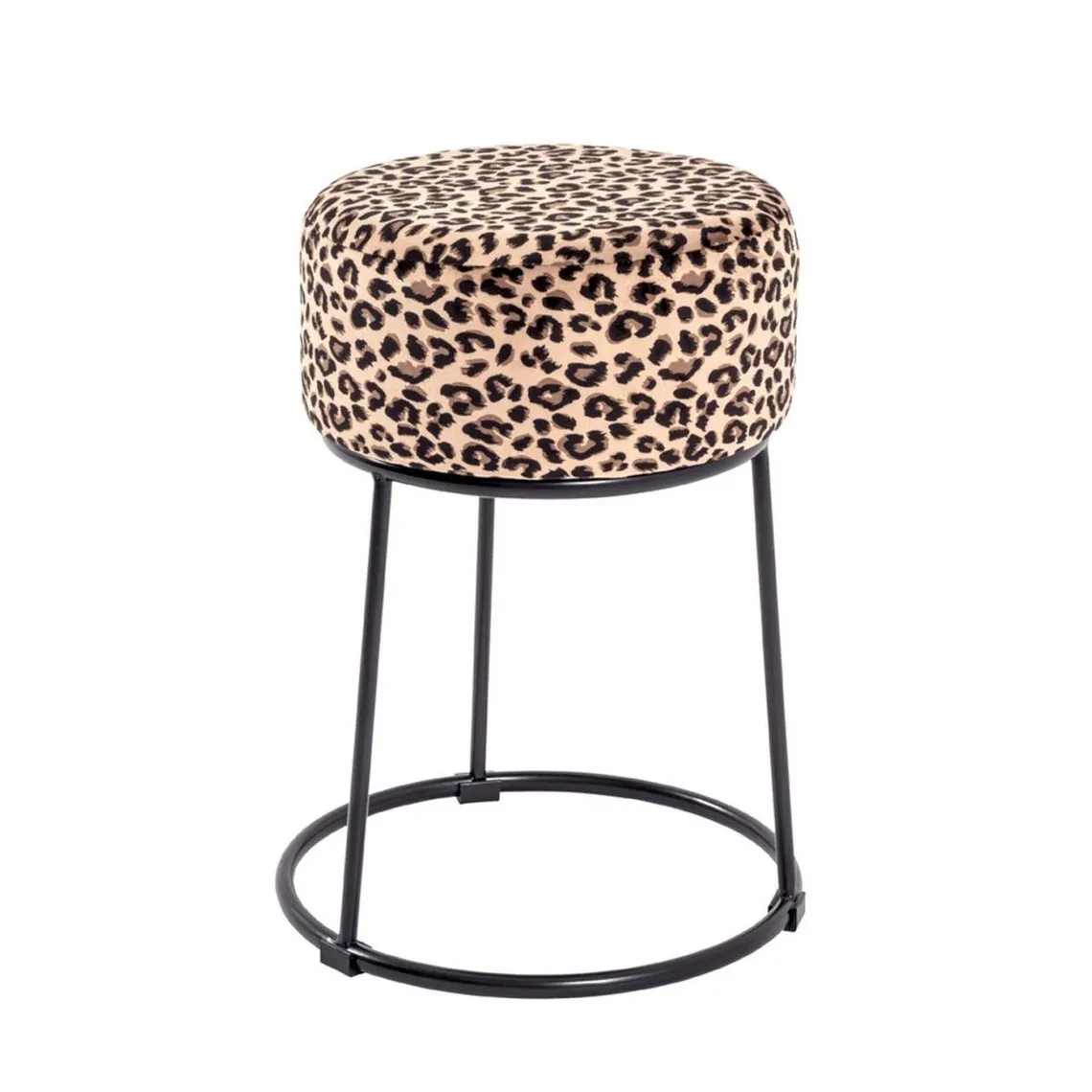 tabouret motif Léopard métal laqué noir | 3 Suisses